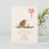 コテージコア ハリネズミのキノコ バレンタイン パーティー 招待状 (スタンド正面)