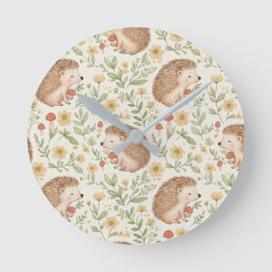 コテージコア ハリネズミ ラウンド壁時計 (正面)