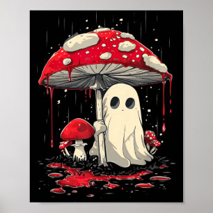 コテージコア ハロウィン Tシャツ ゴースト キノコ スプーキー ポスター