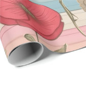 コテージコア、ピンクとブルーのフローララップ紙 ラッピングペーパー (ロールコーナー)