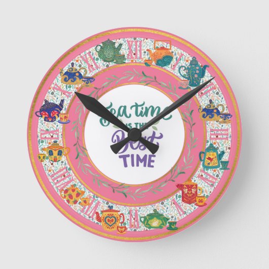 コテージコア ファームハウス ティー ショップ キッチン カフェ ラウンド壁時計 (正面)