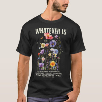 コテージコア フラワーズ フィリピ人への手紙 48 聖書の詩 Tシャツ