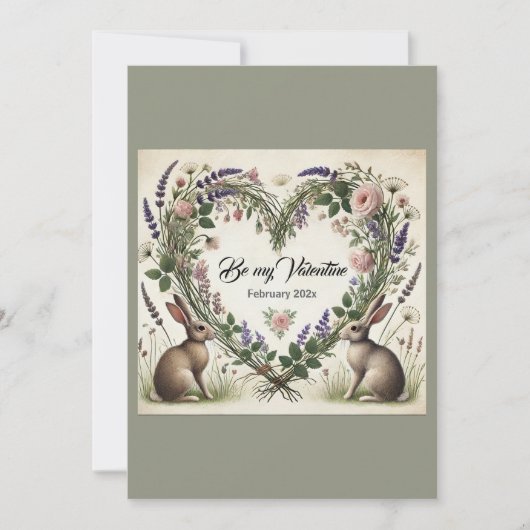 コテージコア「フローラハート&ブンニーズ」フラットホリデイ シーズンカード (正面)