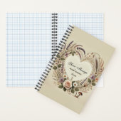 コテージコア「フローラハート&ワイルドマッシュルーム」スパイラル ノートブック (内側)
