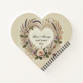 コテージコア「フローラハート&ワイルドマッシュルーム」ハート ノートブック (裏面)