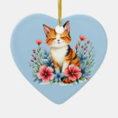コテージコア フローラル キャット セレーン フェリーヌ ボタニカル セラミックオーナメント (正面)