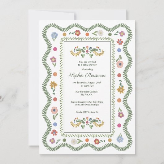 コテージコア ベビーシャワー 招待状 (正面)