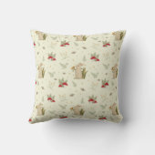 コテージコア ベージュ ボタニカル レッド マッシュルーム ウッドランド クッション (裏面)