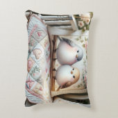 コテージコア ラブバード フラワー キルト シーン アクセントクッション (裏面(縦))