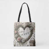 コテージコア"ラブ香り"フローラハートトートバッグ トートバッグ (正面)