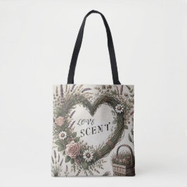 コテージコア"ラブ香り"フローラハートトートバッグ トートバッグ