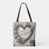 コテージコア"ラブ香り"フローラハートトートバッグ トートバッグ (裏面)