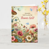 コテージコア ヴィンテージ あなたは私のフラワーガールになってくれる？ カード (黄色い花)
