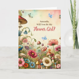 コテージコア ヴィンテージ あなたは私のフラワーガールになってくれる？ カード