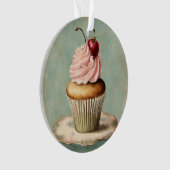 コテージコア ヴィンテージ フレンチカントリー ピンク カップケーキ オーナメント (正面)