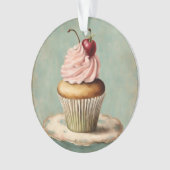 コテージコア ヴィンテージ フレンチカントリー ピンク カップケーキ オーナメント (正面)