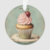 コテージコア ヴィンテージ フレンチカントリー ピンク カップケーキ オーナメント (正面)