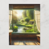 コテージコア：平和な池を眺める ポストカード (正面)
