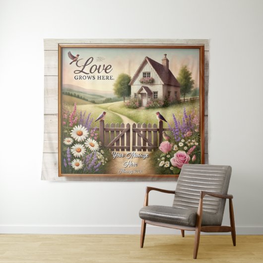 コテージコア「愛はここまで成長する」タペストリー タペストリー (インサイチュ(横))