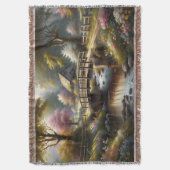 コテージコア 春の橋の別荘 シーン スローブランケット (正面縦)