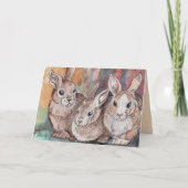 コテージコア 水彩うさぎ カード (正面)
