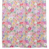 コテージコア 水彩 春 夏 花柄 シャワーカーテン (正面)