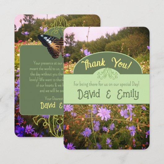 コテージコア 花の草原 感謝カード (正面/裏面)