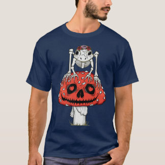 コテージコーエステティックスケルトンフロッグマッシュルームゴシック Tシャツ