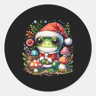 コテージコーエステティックフロッグクリスマスマッシュルームメンズ ラウンドシール