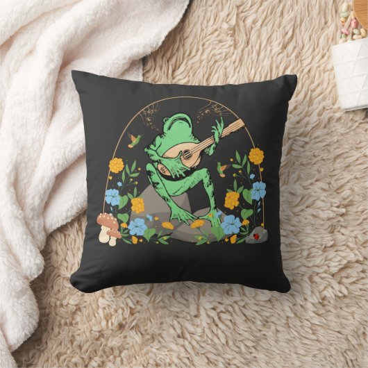 コテージコーエステティックフロッグバンジョプレーヤーミューズ クッション (ブランケット)