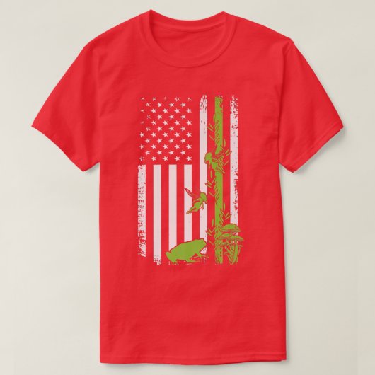 コテージコーエステティック米国国旗のカエルMushro Tシャツ (デザイン正面)