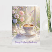 コテージコーヒーと野の花 誕生日おめでとう カード (正面)