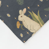 コテージコーレネイビーボタニカルレッドマッシュルームウッドランド フリースブランケット (角)