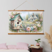 コテージコーレバードハウスウィズフローラガーデン 吊り下げ型タペストリー (寝室)