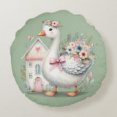 コテージゴースの花の家の風景 ラウンドクッション (裏面)