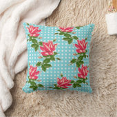 コテージシックなキャベツバラとドット枕 クッション (ブランケット)