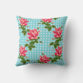 コテージシックなキャベツバラとドット枕 クッション (裏面)