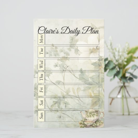 コテージシックなソフトイエローのデイリープランバインダーページ (スタンド正面)