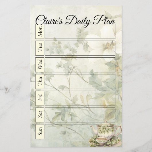 コテージシックなソフトイエローのデイリープランバインダーページ (正面)