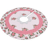 コテージシックなピンクローズクリスマスツリースカート ブラッシュドポリエステルツリースカート (アングル)