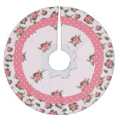 コテージシックなピンクローズクリスマスツリースカート ブラッシュドポリエステルツリースカート (正面)