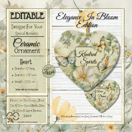 コテージシックなワイルドフラワーキンドスピリッツハート セラミックオーナメント