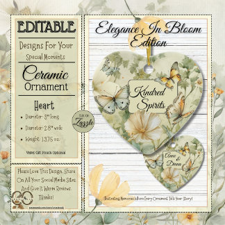 コテージシックなワイルドフラワーキンドスピリッツハート セラミックオーナメント