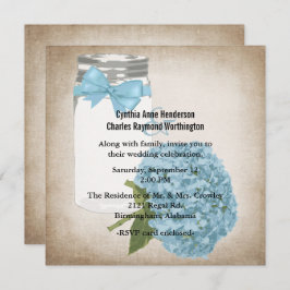 コテージシックアジサイとメイソンジャー結婚ズ 招待状