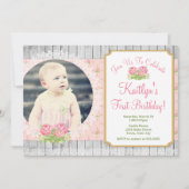 コテージシックフローラ誕生日招待状5x7 招待状 (正面)
