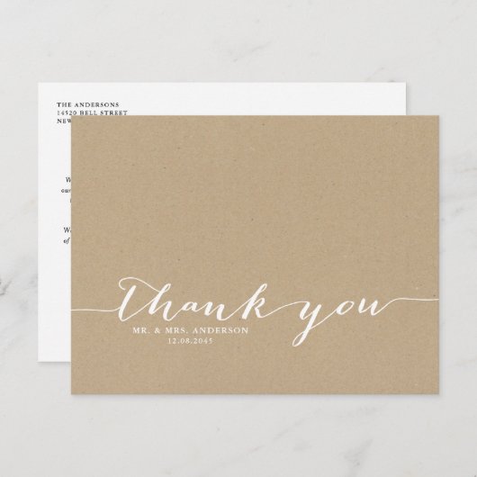 コテージシック手書きスクリプトサンキューポストカード ポストカード (正面/裏面)