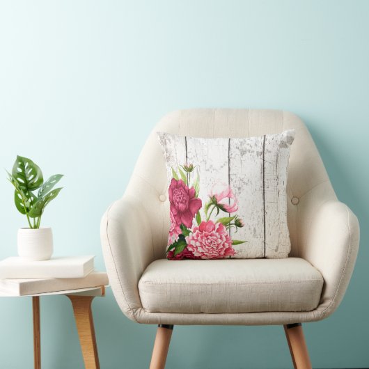 コテージシック牡丹アクセント枕 クッション (椅子)