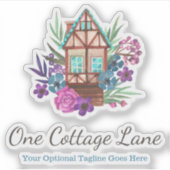 コテージシック素朴フローラキャビン水の色のロゴ シール (正面)