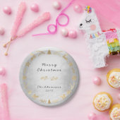 コテージシルバーグレー金ゴールドクリスマス ペーパープレート (パーティー)