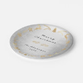 コテージシルバーグレー金ゴールドクリスマス ペーパープレート (アングル)